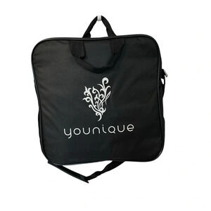Younique Black & White Front Logo Square Tote Zippered Bag GUC